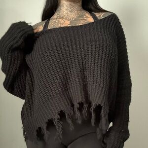 Oversized distressed sweater